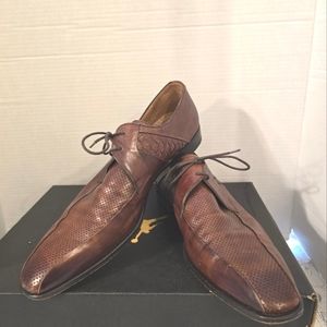 .MAGNANNI MEN'S ALL LEATHER SHOES OXFORD TIE-UP BROWN CLASSIC SIZE 10.5M